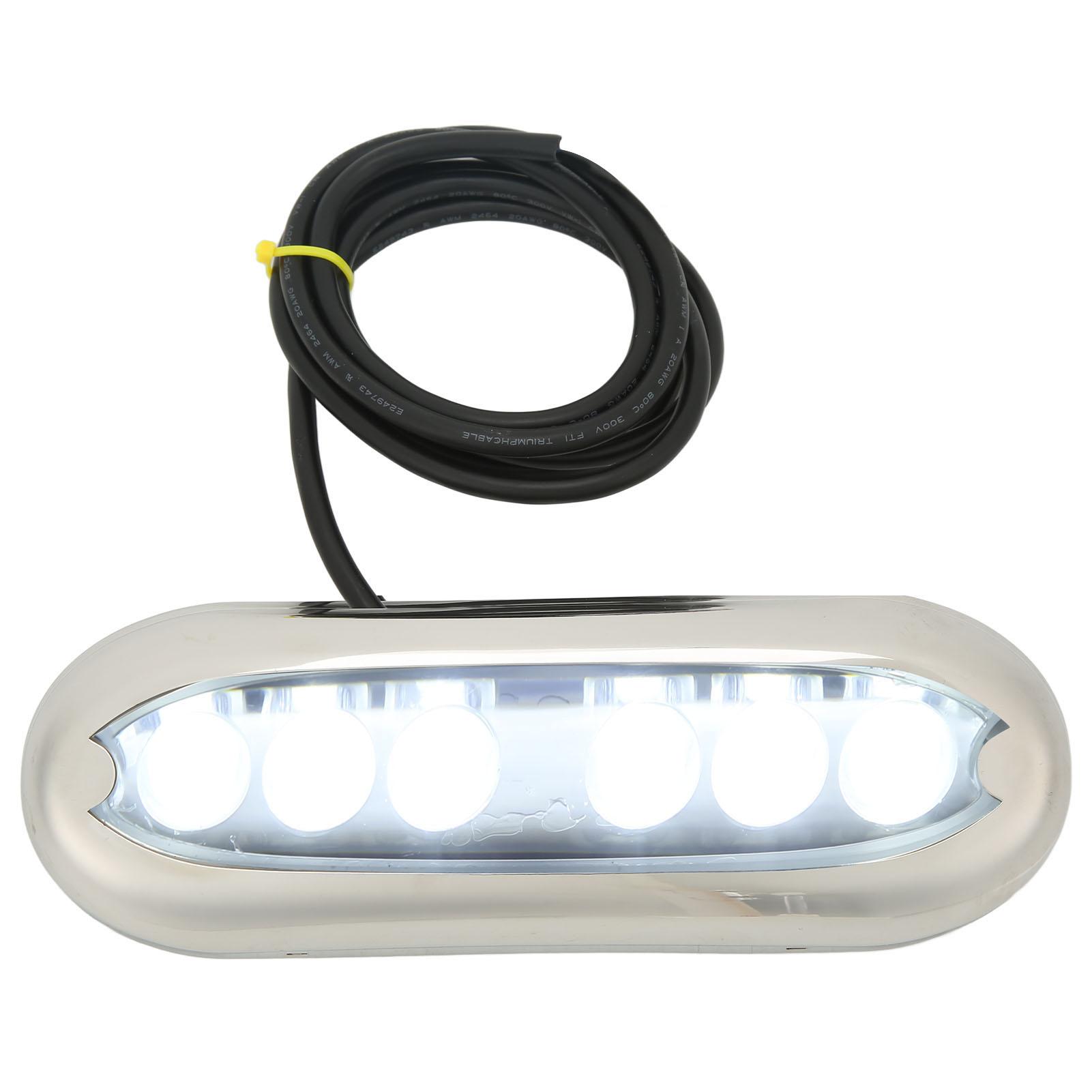 12V to 24V Boat Underwater Light 6 LED Lamp Beads IP68 Waterproof Strong Sealing for Ships Yachts Motorboats White Light