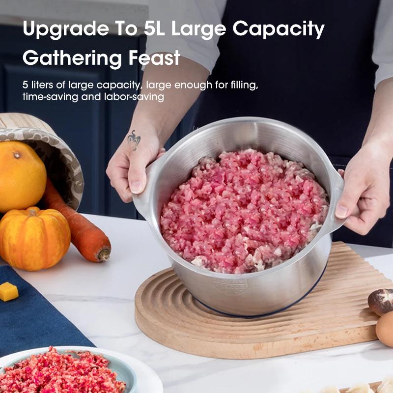 5L Electric Meat Mincer Grinder Stainless Steel Chopper Food Processor Garlic Mud Maker Blender Large Capacity Kitchen Tool 220V