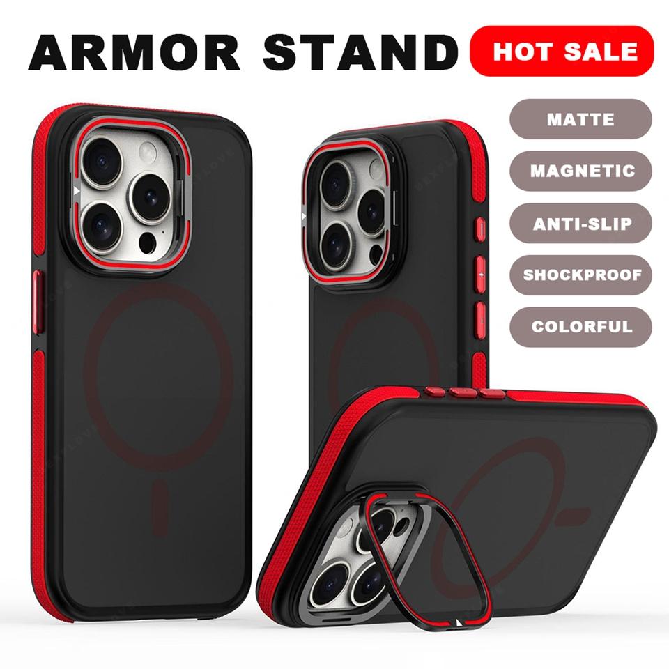 

Magnetic Stand Phone Case For iPhone 15 14 16 Plus 11 12 13 16 Pro Max Magsafe Wireless Charge Holder Protector Hard Cover For iPhone 12