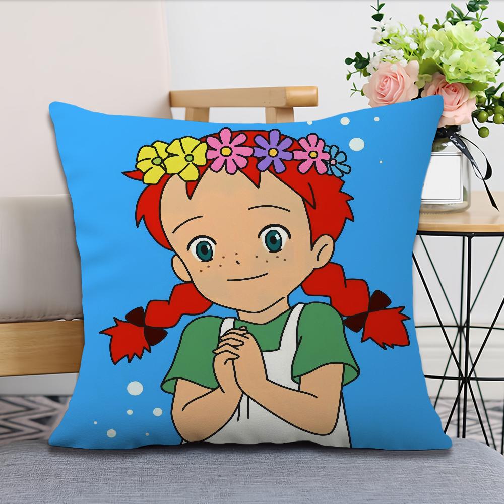 cartoon manga anume a-Anne of Green Gables soft Comfortable Pillow Case for Sofa Living Room Home office Decor Protective Covers