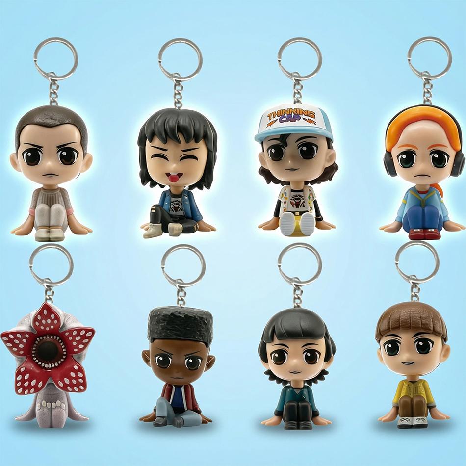 8Pcs/set Cartoon Characters Toys Cute Eleven Demogorgon Anime Figure PVC Keychain Toy Figure Pocket Things Keychain Model Toys