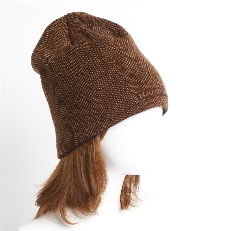 

Однотонная вязаная шерстяная шапка в рубчик для мужчин и женщин, теплая шапка с защитой ушей для осени и зимы, милая шапка-пуловер Average Size 25 * 27cm