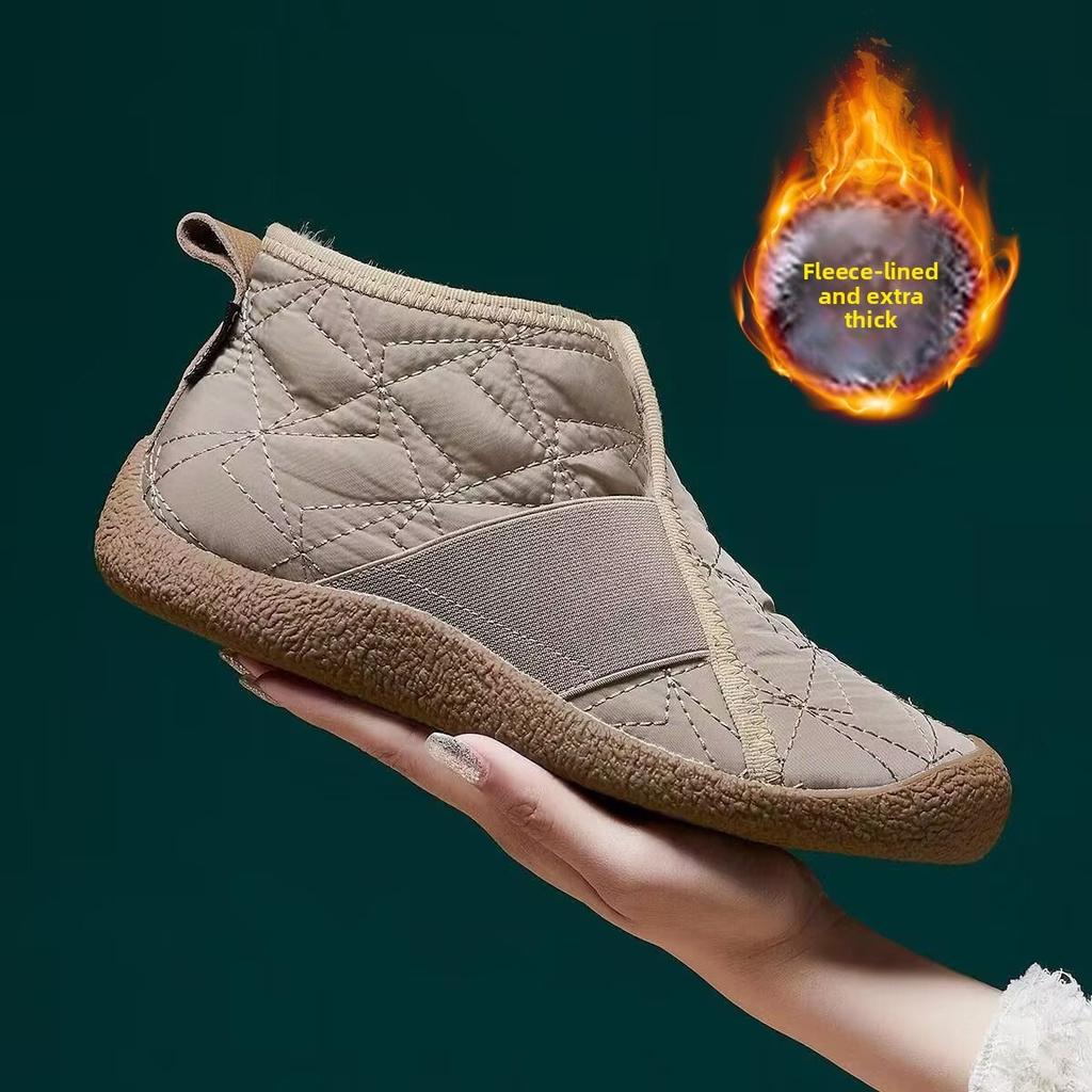 Winter Women's Anti Slip Fashionable Casual Short Boots, Waterproof and Plush Thickened Warm Flat Cotton Shoes, Snow Boots