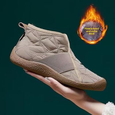Stivaletti corti casual alla moda antiscivolo da donna invernali, scarpe di cotone calde piatte ispessite impermeabili e felpate, stivali da neve