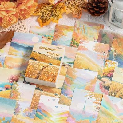 200 feuilles de papier paysage quatre saisons pour décoration d'album, scrapbooking, papier de fond, fournitures de journal intime