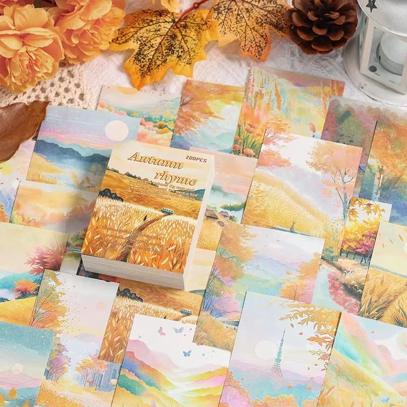 200 listů, materiál pro krajinu, papír, dekorace, deník, album, scrapbooking, materiál, pozadí, papír, odpadky, deníkové potřeby