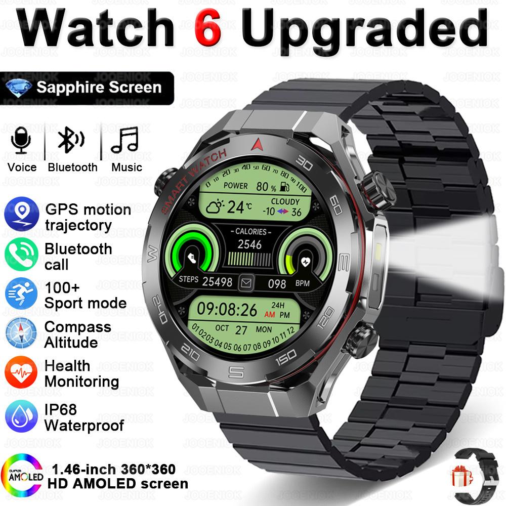 New Bluetooth Call Smart Watch Men Heart Rate Health Monitoring Altitude Air Pressure Detection LED Flashlight Smartwatch