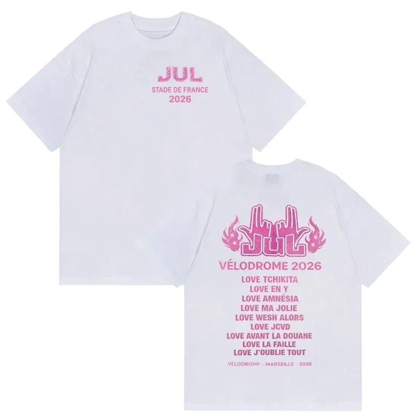 Fashion Pure Cotton Short Sleeve TShirt Hip Hop Singer Jul Stade De France 2026 Album Fan TShirt Retro Aesthetic Tshirt