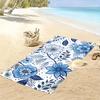 Blue Floral Pattern Design Beach Towel Beach towel quick-drying for travel outdoor sports jogging beach and swimming