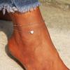 Two Layers Chain Heart Style Gold/Silver Color Anklets For Women Bracelets Summer Barefoot Sandals Jewelry On Foot Leg