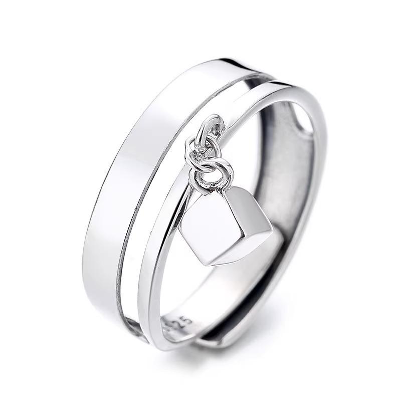 

Минималистичное двойное креативное маленькое квадратное кольцо, нишевый модный тренд, хип-хоп панк, кольцо на указательный палец с прорезями, кольца класса люкс для вечеринок