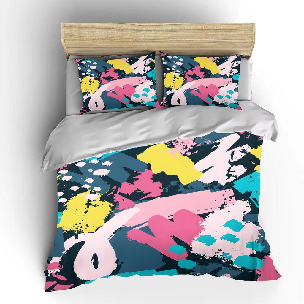 Abstract Colorful Graffiti Art Design Print Soft Comfortable Duvet Cover Bedding Set Included 1*Duvet Cover 2*Pillowcases
