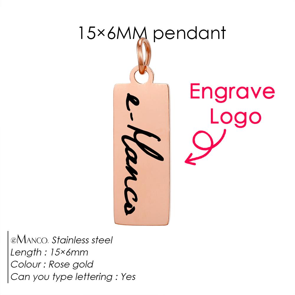 e-Manco Custom Tags Stainless Steel Charms for Necklace Bracelets 6 Sizes to Choose