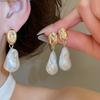 French Retro Silver Needle Baroque Pearl Stud Earrings Elegant Atmosphere Gentle Wind Earrings Light Luxury High-end Earrings Women