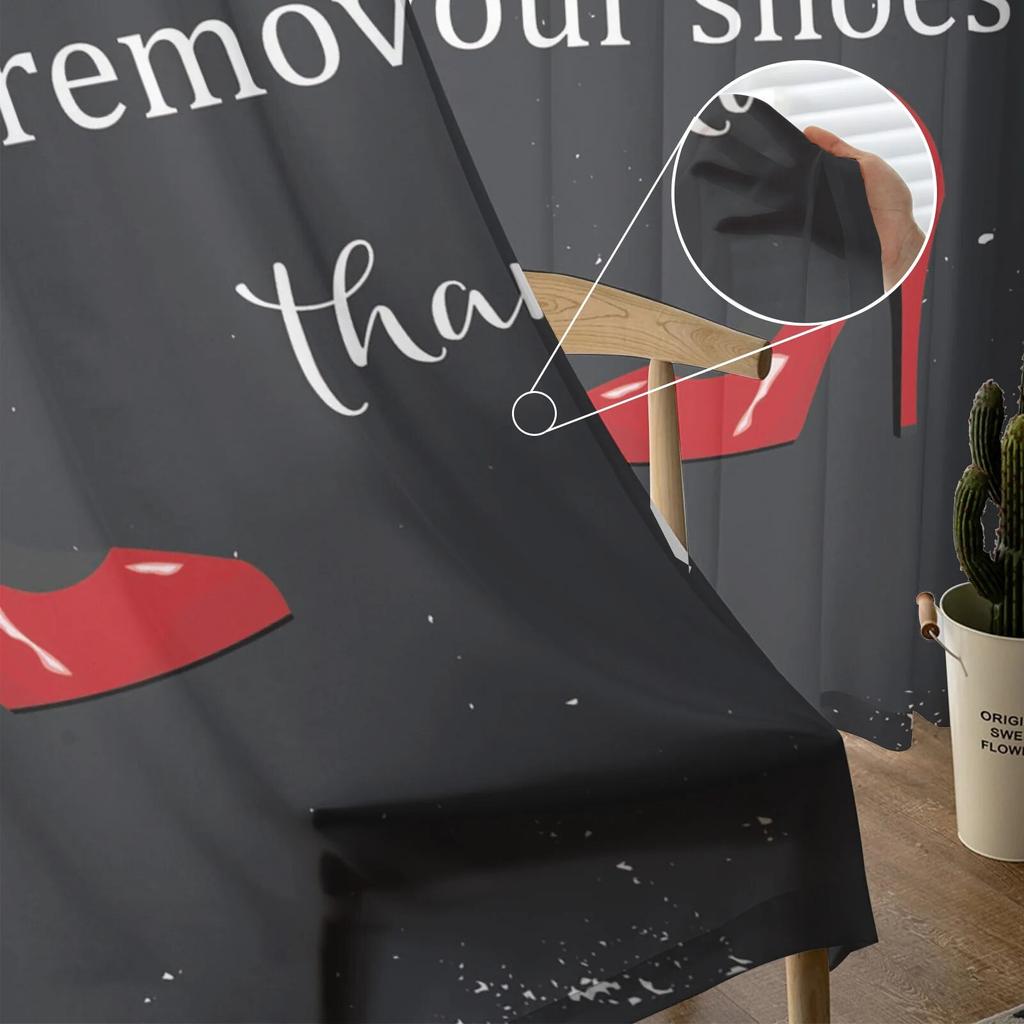 High Heels Red Tulle Curtains Balcony Room Fashion Printed Sheer Curtain Living Room Window Modern Decor