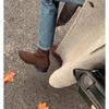 Coarse Heel Small Ankle Boots Square Head Martin Boots Women's Suede Versatile Skinny Boots Korean Autumn and Winter Chelsea Short Boots Single Boots