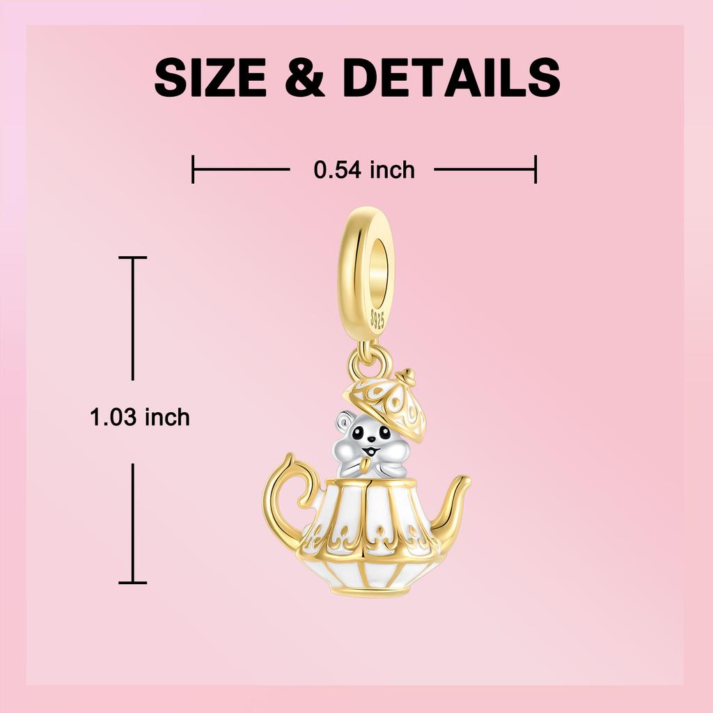 Copper Craft Golden Hamster Teapot Pendant Beads Jewellery Fit Original Bracelet Necklace Ideal For Women Handmade Gift