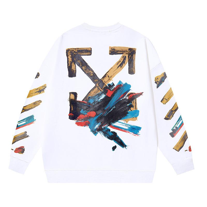1319 Bianco Sporco 2026 Autunno/Inverno Nuovi Felpe con Cappuccio Girocollo Uomo e Donna Stampate con Grafite OW e Frecce