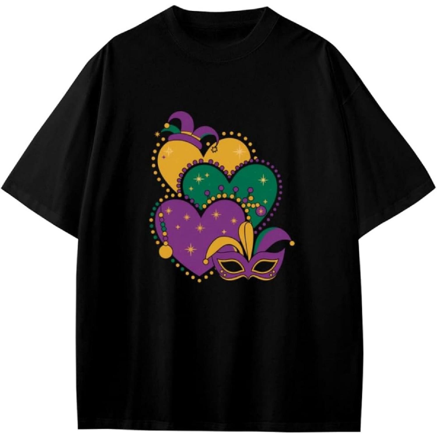 

Retro Mardi Gras Hearts Boys Girls Teens T-Shirt Anime Gift XXXXXL різнокольоровий
