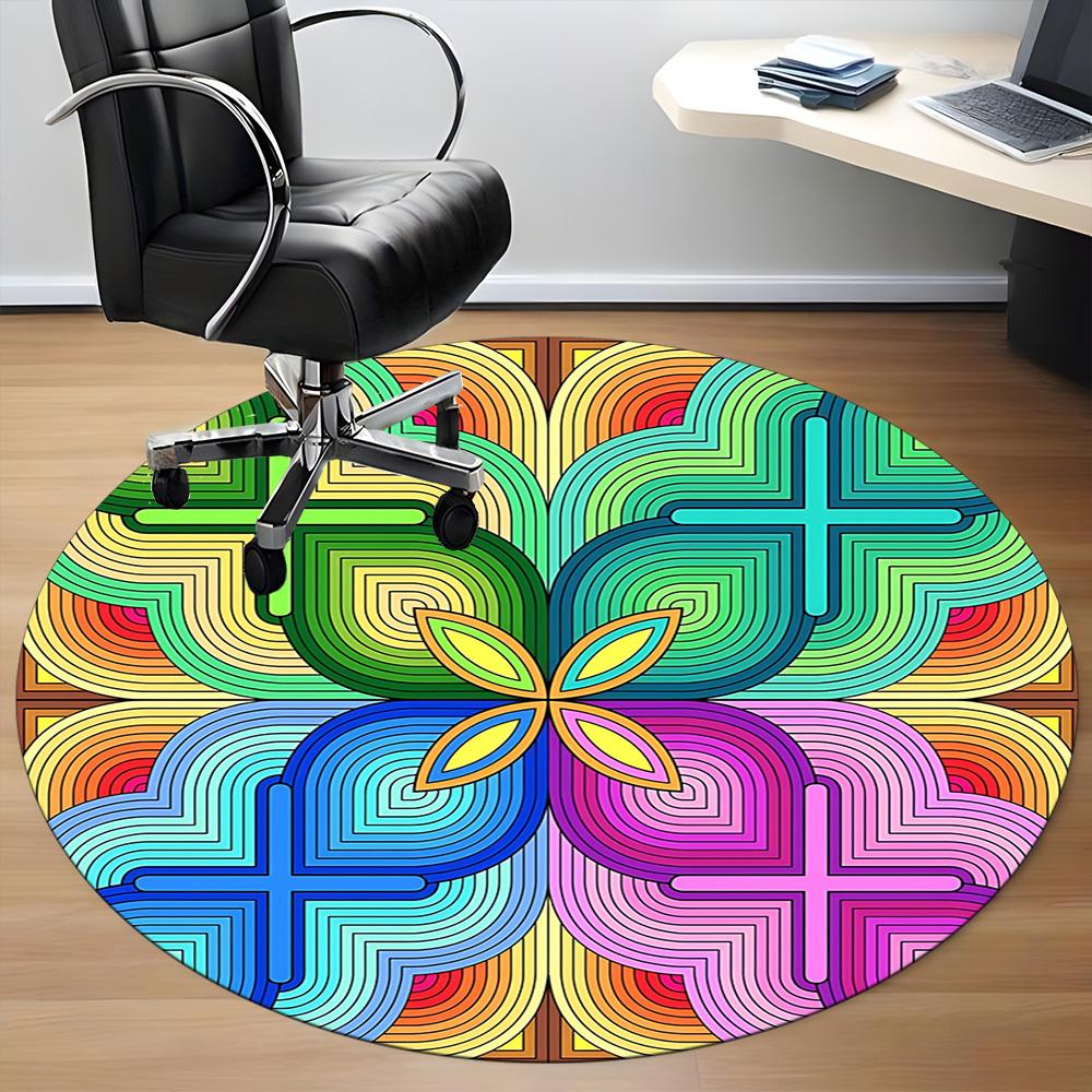 1pc Mandala Pattern Carpet for Office Non Slip, Round Carpet, Soft & Comfortable, Carpet for Office, Lightweight Round Floor Mat