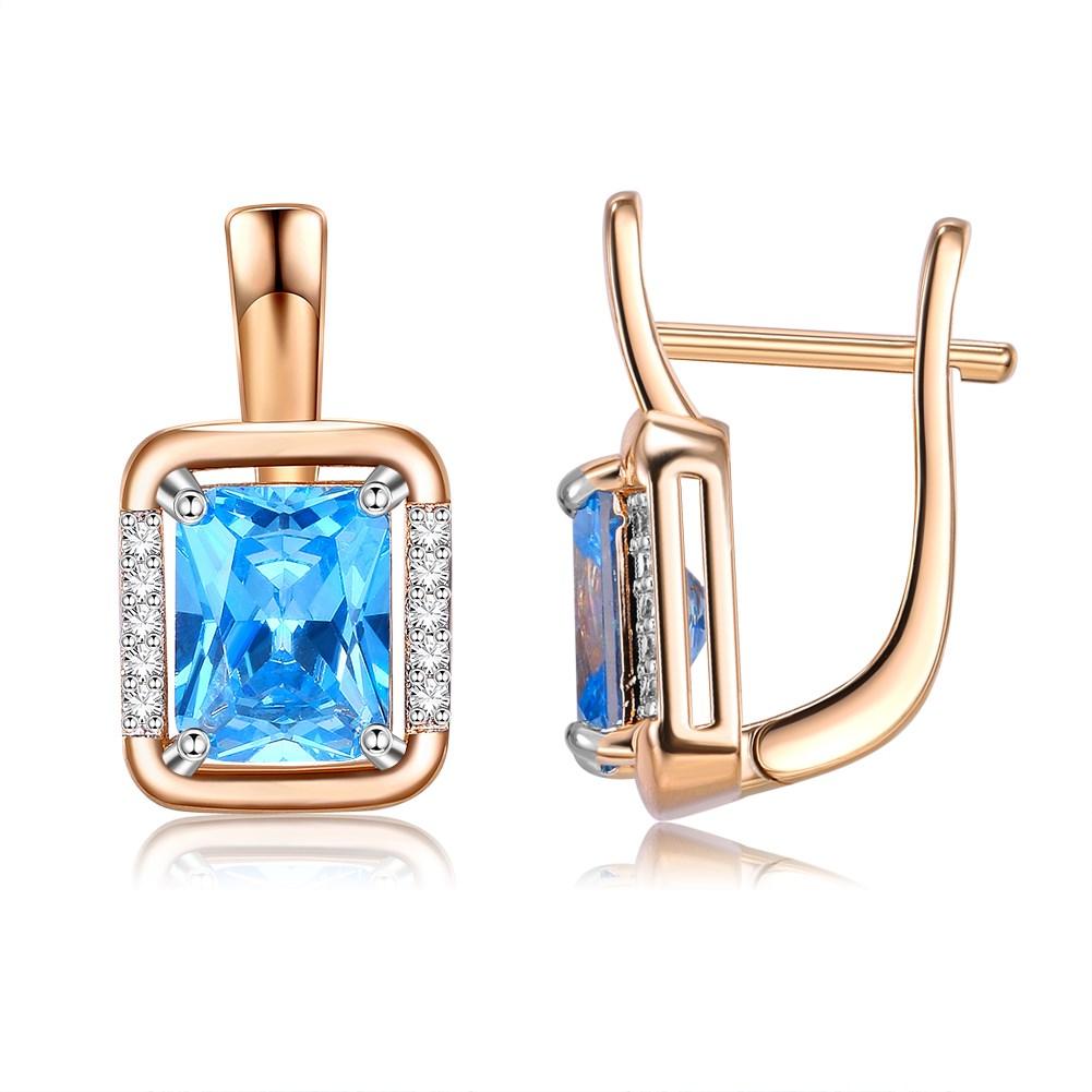 

Изысканные серьги-клипсы для женщин, изящные ювелирные изделия, синие квадратные серьги с кристаллами, элегантные серьги-подвески, женский подарок на день рождения