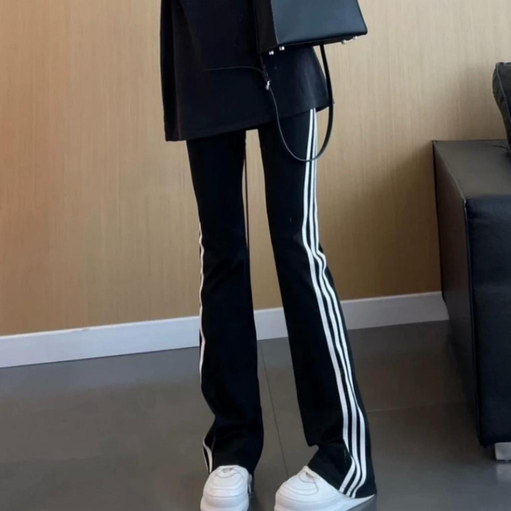 Women's Black High Waist Elastic Flare Pants - Slimming, Hip-Lifting, Shark Sports Design