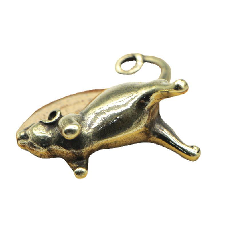 Solid Copper Long Tail Mouse Keychain - Year of the Rat Zodiac Pendant
