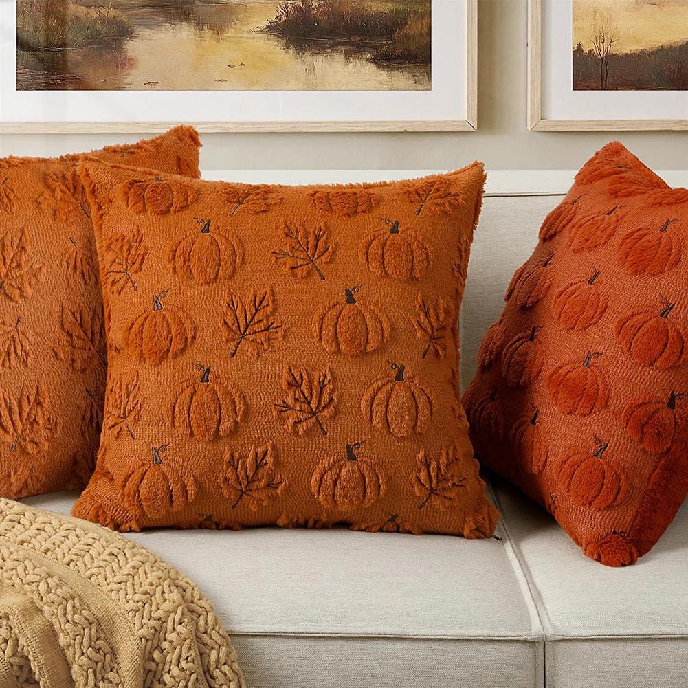 1/2PCS Halloween Ghost Pumpkin Pillowcase Washable Plush Soft Cushion Cover Comfortable Pillow Cover for Sofa Bedroom Home Decor