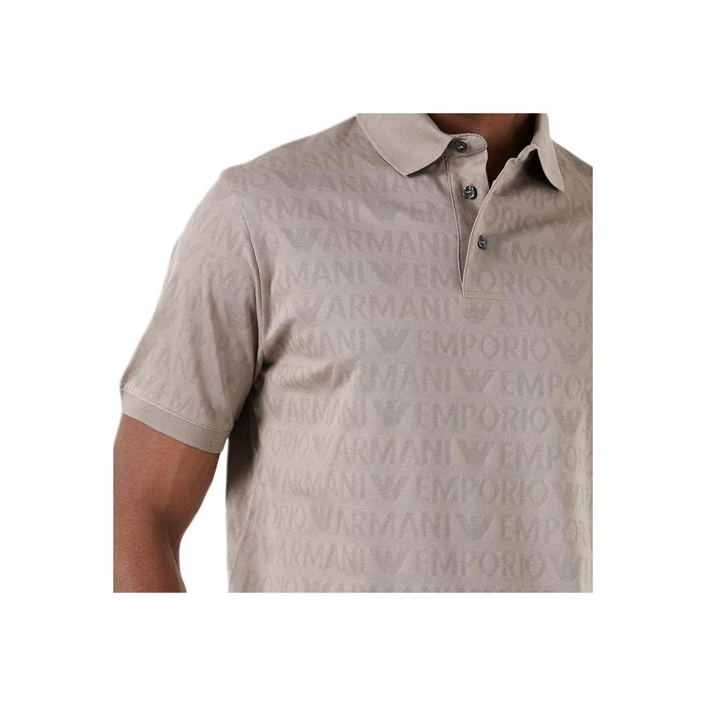 Emporio Armani All Over Print Polo Collar Short Sleeve Polo Shirt Men tops Beige 3D1FM8-1JORZ-0650