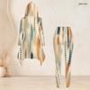Women Plus Size Hooded Two Piece Set Long Sleeve High Low Printed Top And Fitted Pants