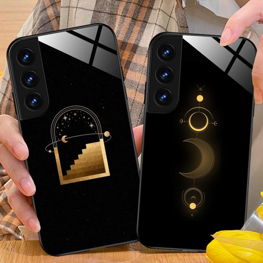 Sun Moon Mobile Cell Phone Case for Samsung Galaxy S26 S25 S24 S23 S22 S21 S20 Note20 Plus FE Ultra Glass Colorful Cover Cover
