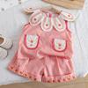 Summer Girls Embroidered Striped Vest And Shorts Set Toddler Baby Fashionable Casual Two Piece Outfit For Little Kids