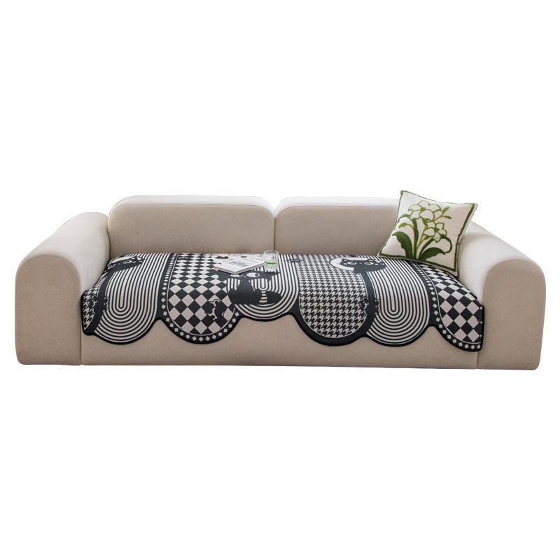 Summer new special-shaped irregular sofa cushion cool feeling ice silk cover cloth straight row fixed non-slip mat cover
