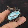 Larimar Pendant Copper Wire Wrapped Pendant Designer Gemstone Pendant Copper Jewelry Handmade Pendant Wire Wrap Larimar Jewelry Gift For Mom