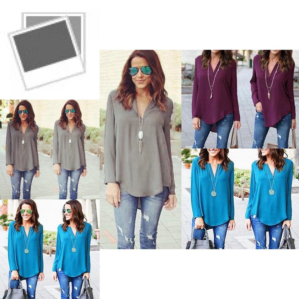 Elegant Fashion Women Blouse Chiffon Long Sleeve Ladies T Shirt Casual Loose Shirt Tops