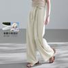 Elegant Cotton Lyocell High Waist Wide Leg Women's Pants