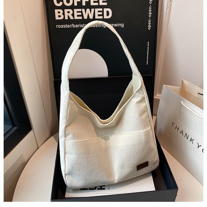 

Corduroy bag women s large-capacity new autumn and winter versatile casual shoulder bag student tote bag белый