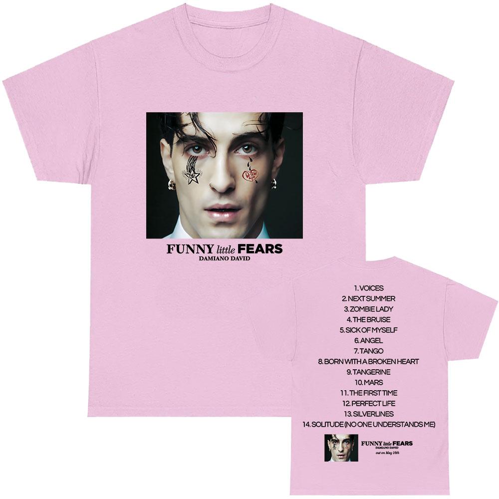 LUSTIGES Little FEARS Album T-Shirt Damiano David Sänger Druck T-Shirts Baumwolle Herren Sommer Rundhals T-Shirt Unisex Streetwear