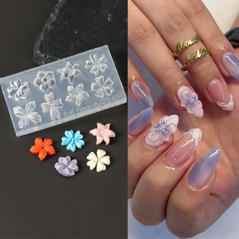 3D Rose Flower Silicone Nail Mold Ocean Style Shell Starfish Nail Transparent Mold Diy Nail Art Decoration Manicure Design Tools