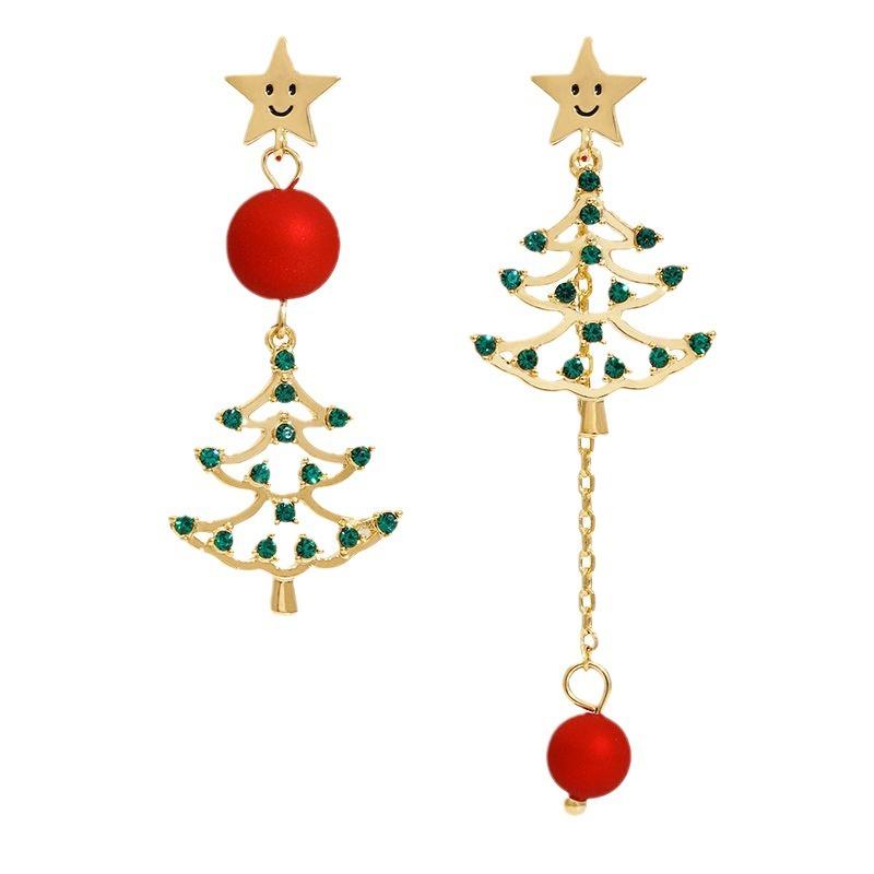 

Christmas Series Autumn and Winter Earrings Women s Gentle Design Christmas Tree Earrings Special-Interest Earrings High Sense Green Ear Studs