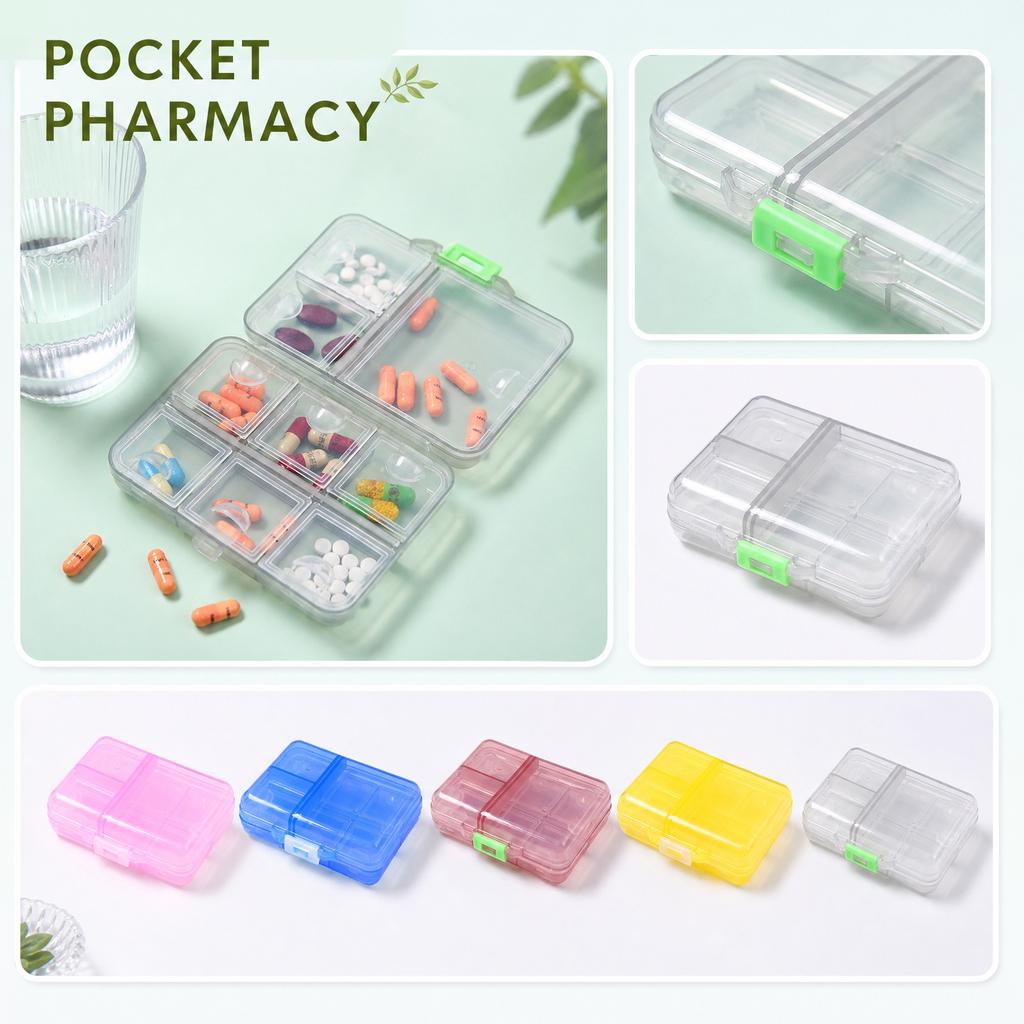 Portable Nine Compartment Plastic Pill Organizer Box for Travel Home Storage Medication Supplement Case