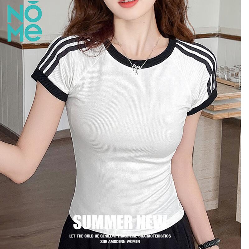 NOME Women's Striped Slim Fit Short Sleeve T-Shirt