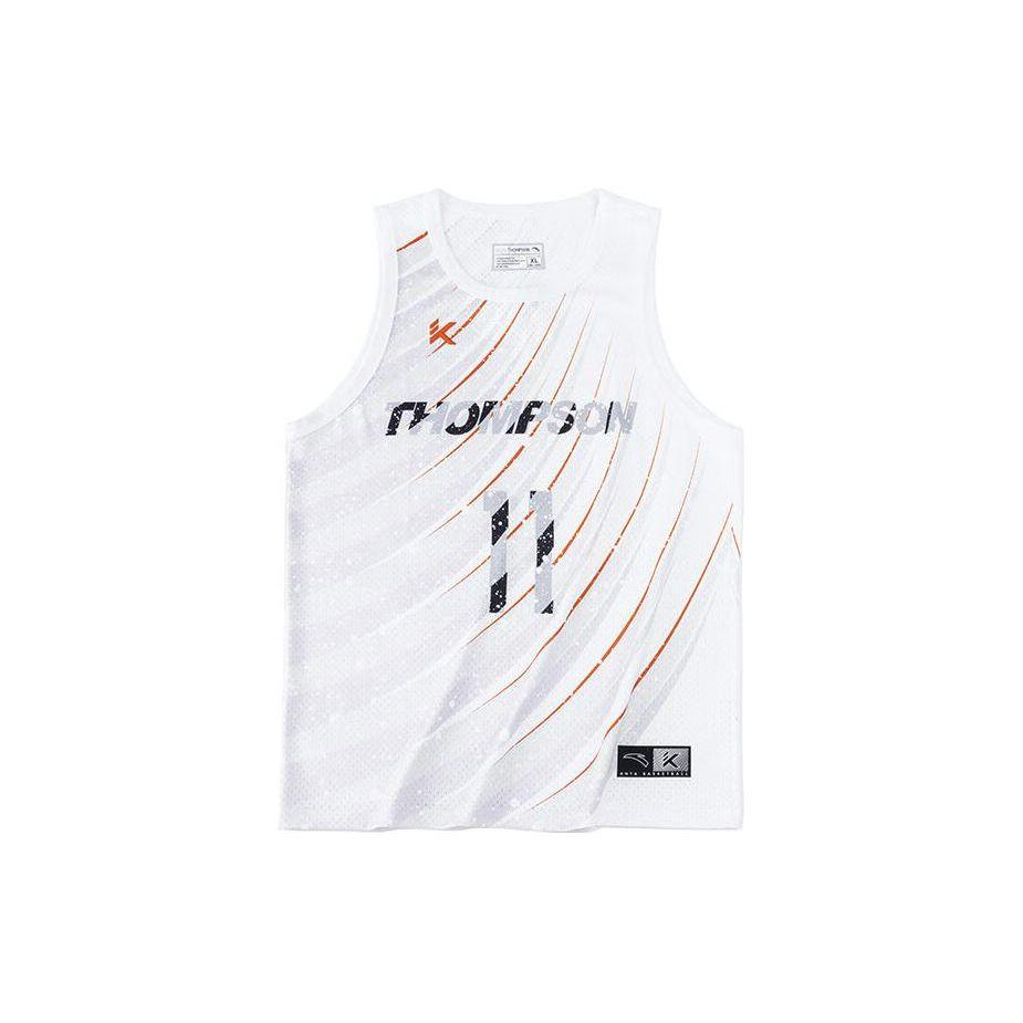 

Anta KT Series Striped Letter Print Round Neck Basketball Vest Men Tops Pure-White 152321174-1 L