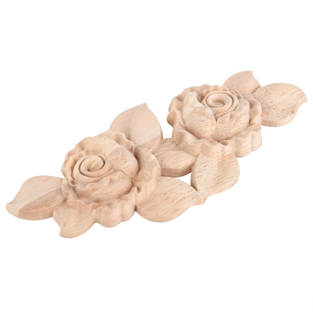 Solid Wood Corner Applique Floral Carved Door Applique Decoration Carved Applique Furniture