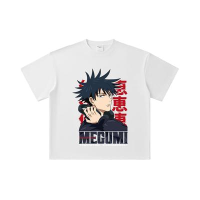 260 GSM Double Yarn 32 Count 100% Cotton Jujutsu Kaisen V38 Megumi Print Unisex Heavy Cotton T Shirt