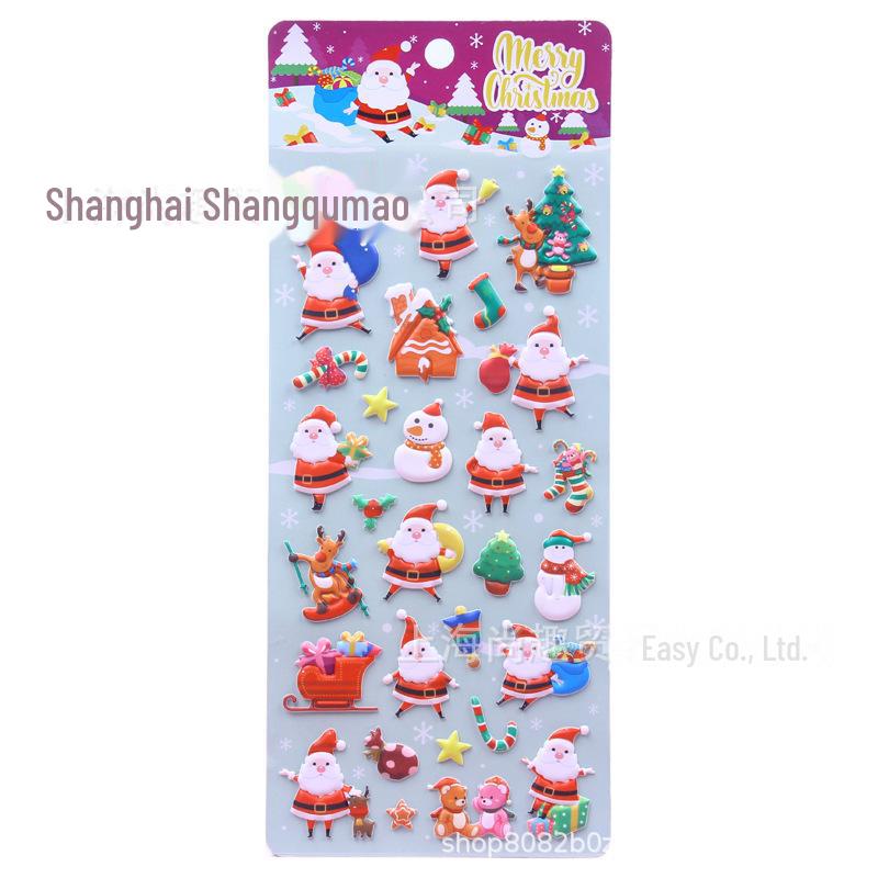 Nové 3D vánoční pěnové samolepky: Dětské kreslené návrhy s Santa Clausem, sněhovou vločkou a losem