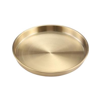 Korean Style Stainless Steel Gold Tray - Thickened Round Plate for Steaming, Cold Skin, Rice Noodles
