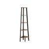 Corner Shelf, 5-Tier Industrial Ladder Bookcase, Storage Rack, with Metal Frame, for Living Room, Home, Office, Rustic Brown