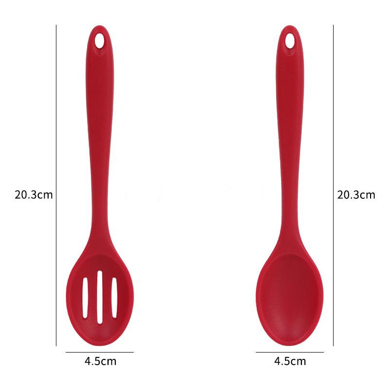 Solid Color Silicone Spoon Heat Resistant Non-stick Rice Spoons Kitchen Utensil Slotted Spoon Cooking Kitchen Tool Tableware