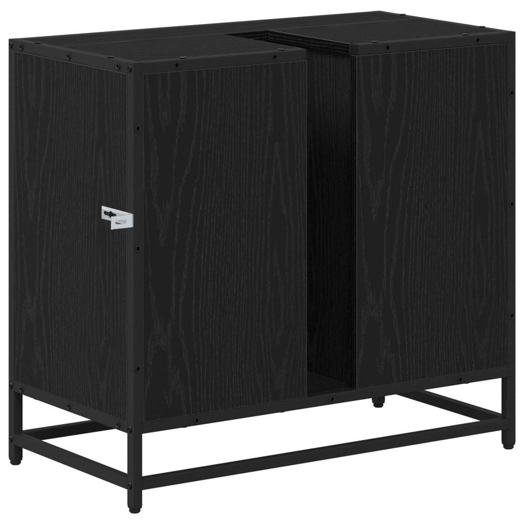Bathroom Cabinet with Door Black Oak Look 65 X 33 X 60 Cm
